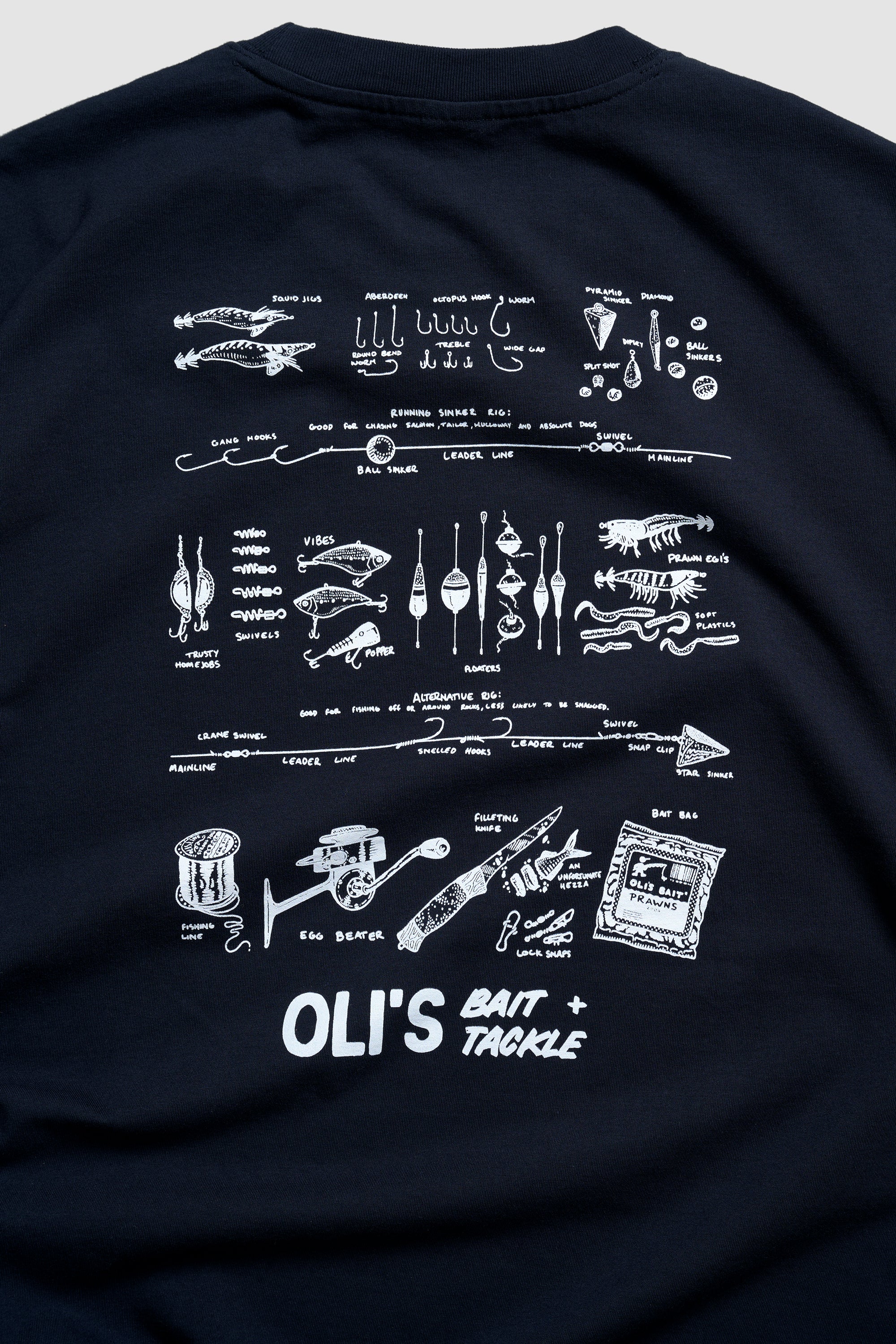Bait & Tackle Back Print T - Navy - Image 3