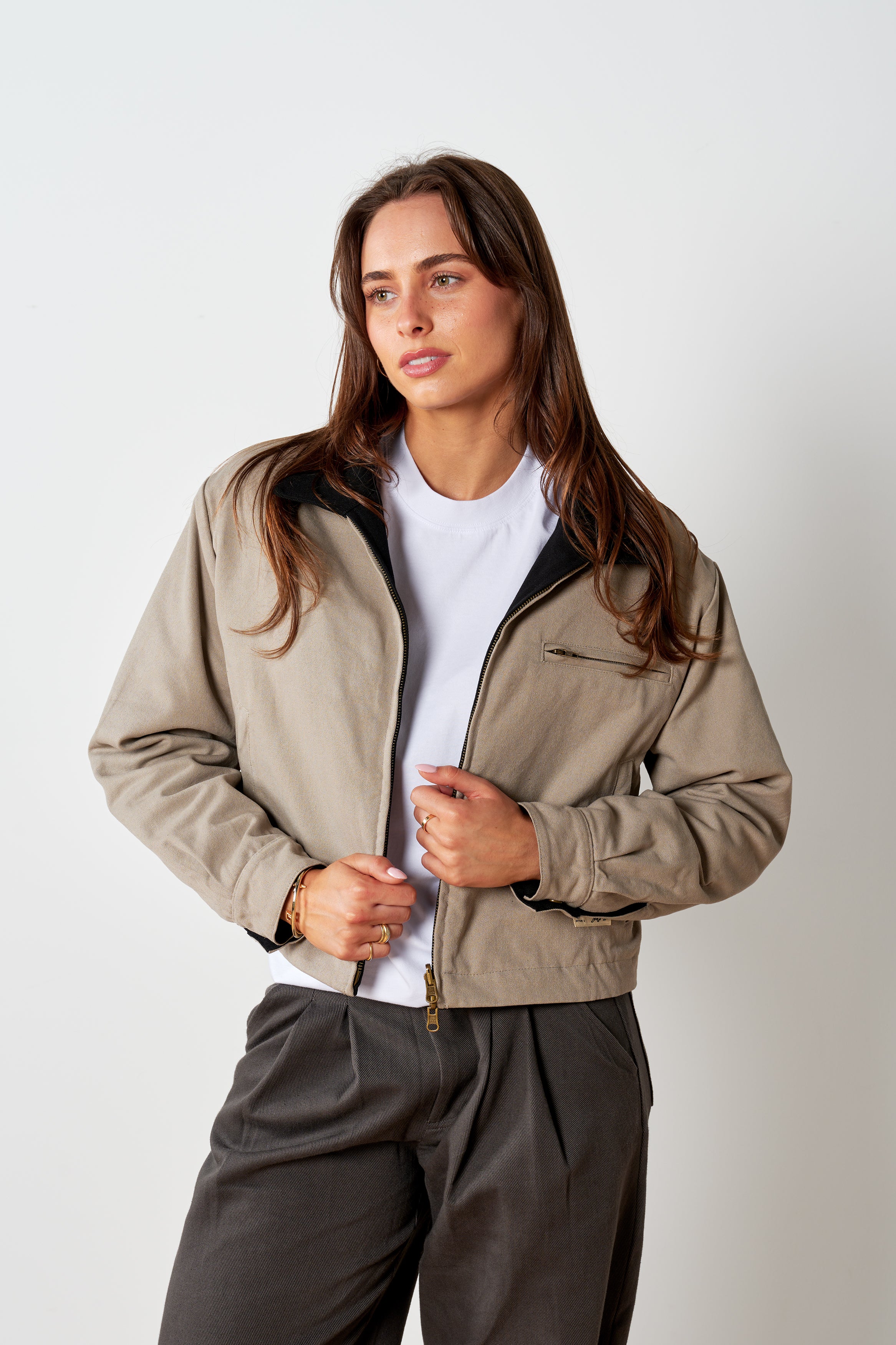 Cropped Reversible Kelpie Jacket - Black/Stone - Image 11