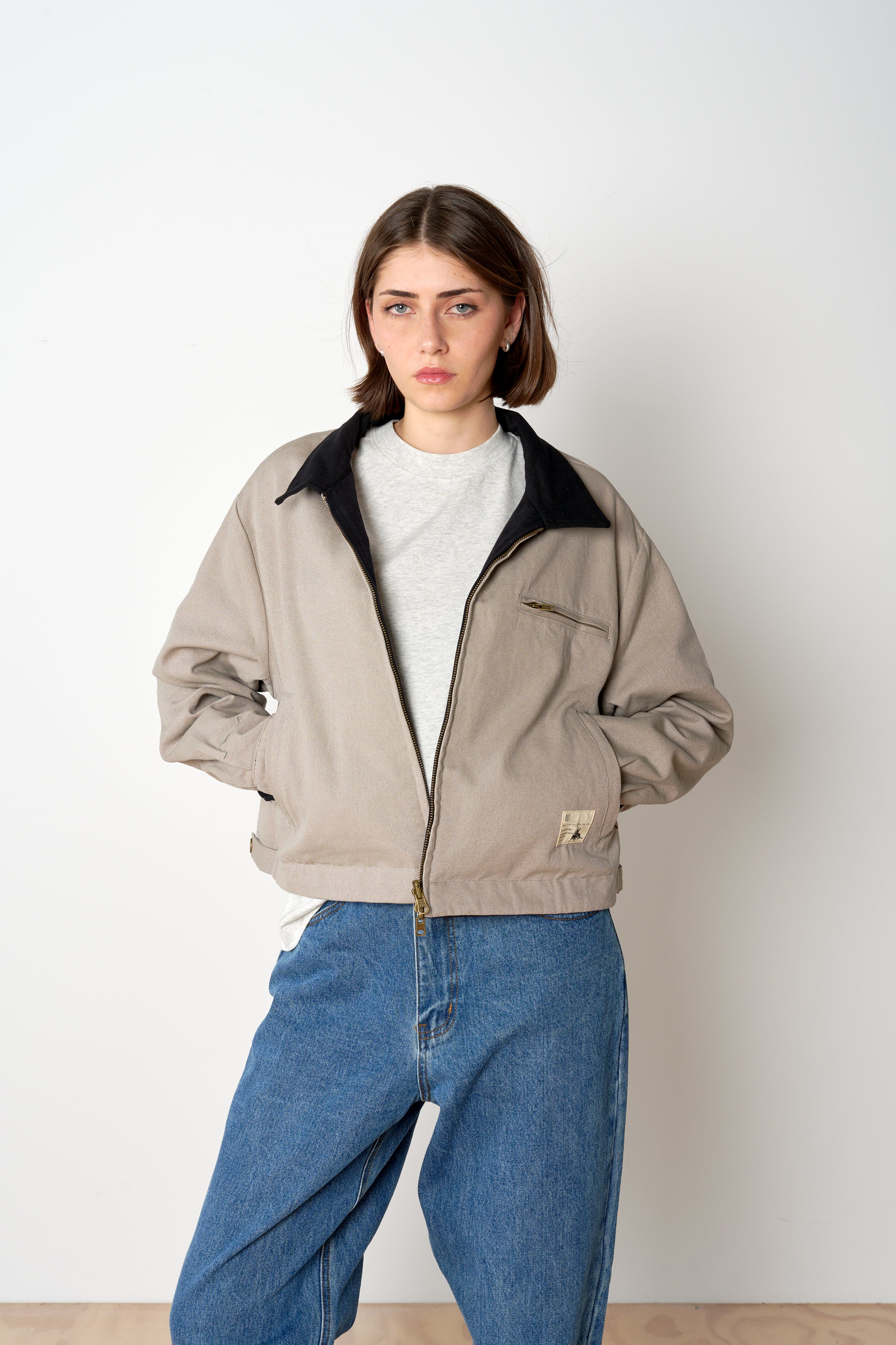 Cropped Reversible Kelpie Jacket - Black/Stone - Image 7