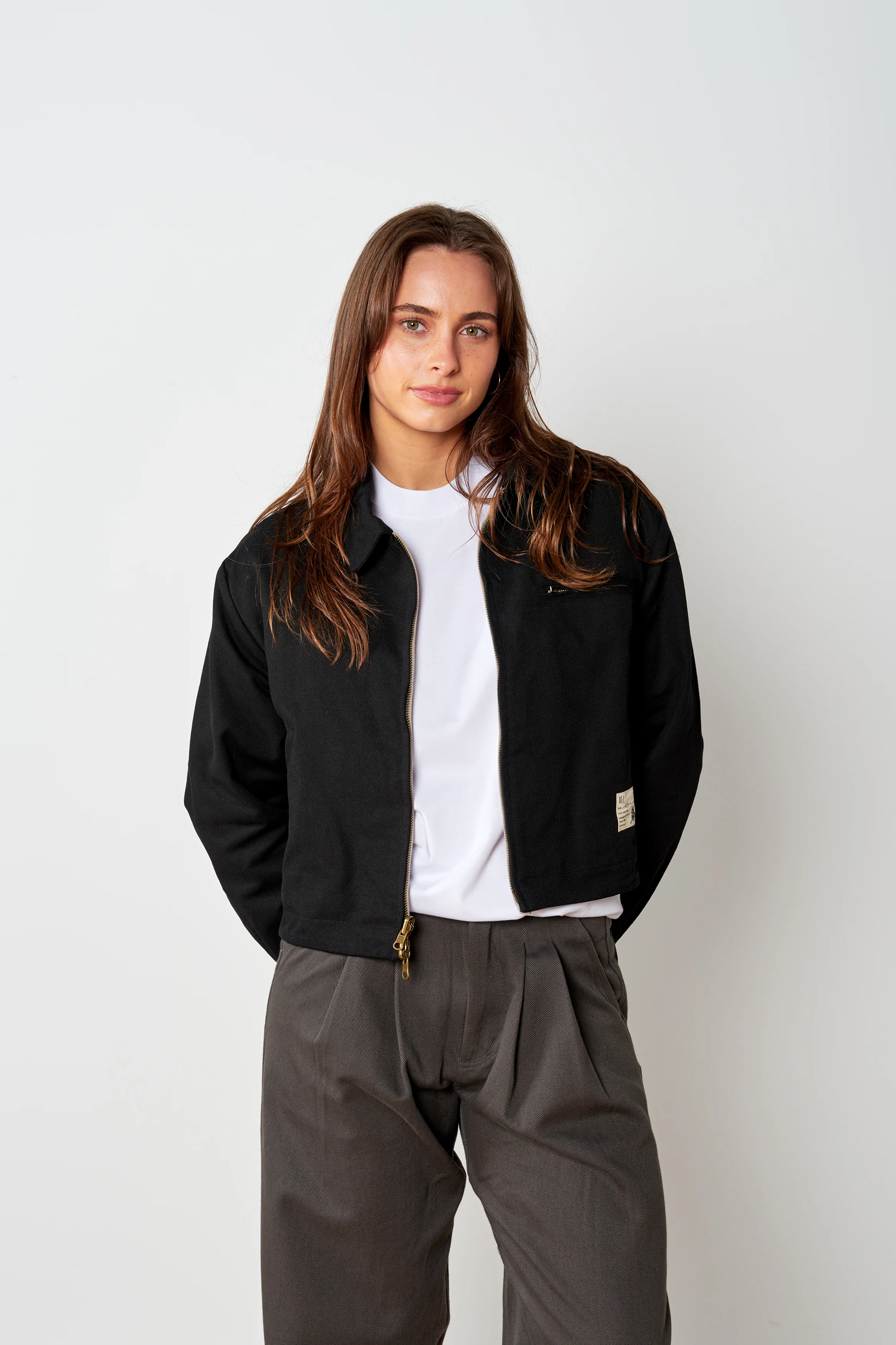Cropped Reversible Kelpie Jacket - Black/Stone - Image 9
