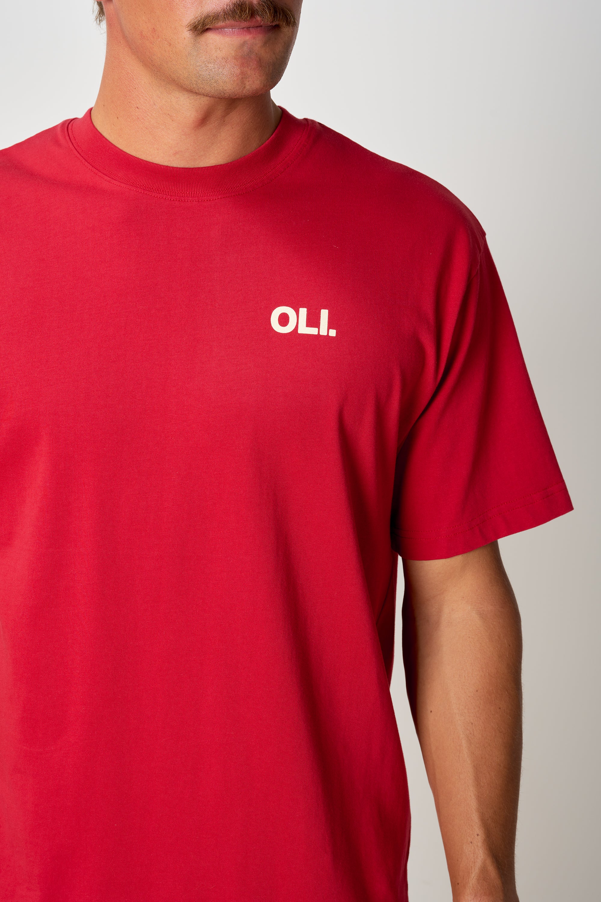 Emblem Back Print T - Cherry - Image 5