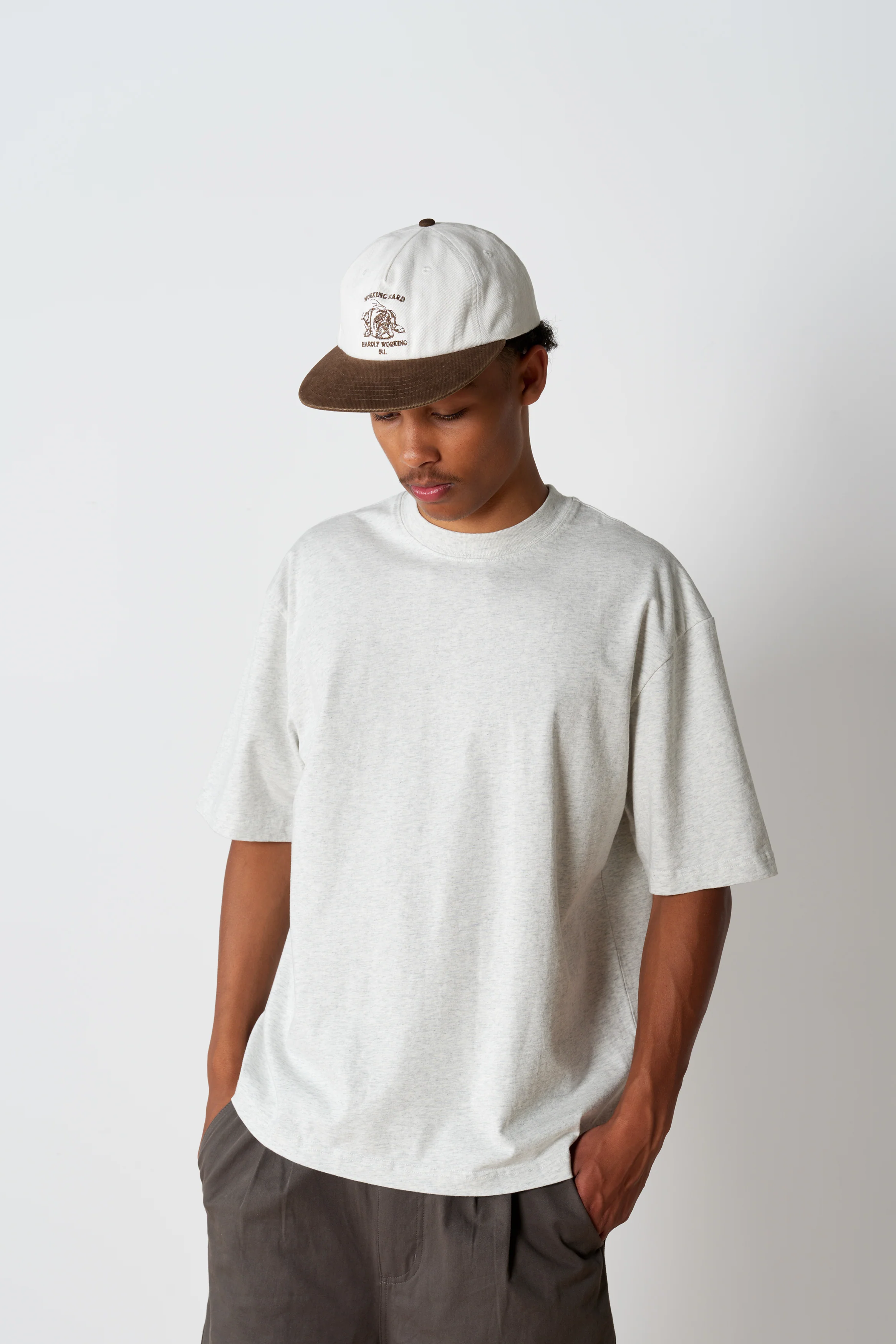 Hardly Working Cap - Cream/Choc - Image 4