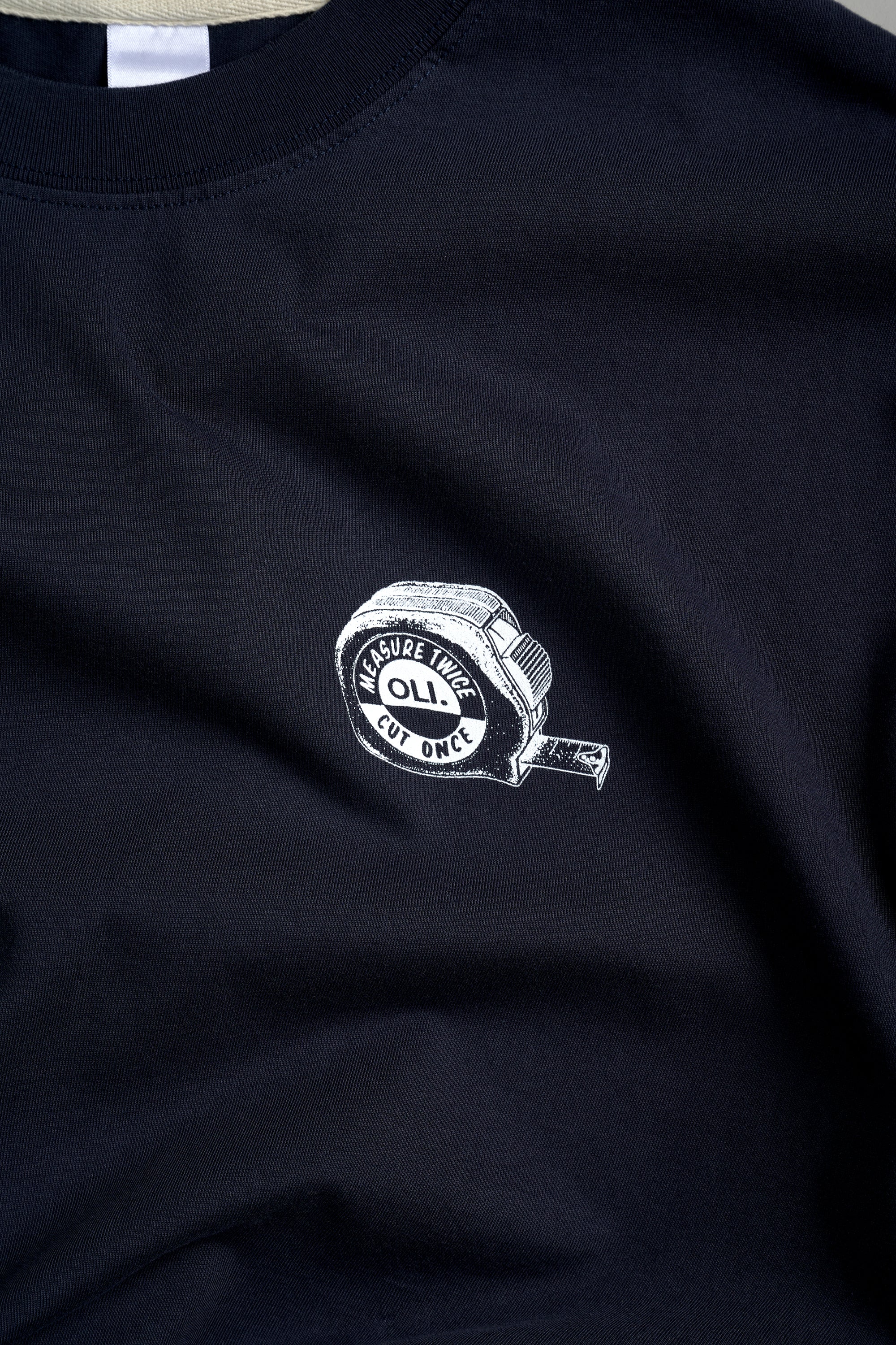Measure Twice Cut Once Back Print T - Navy - Image 3