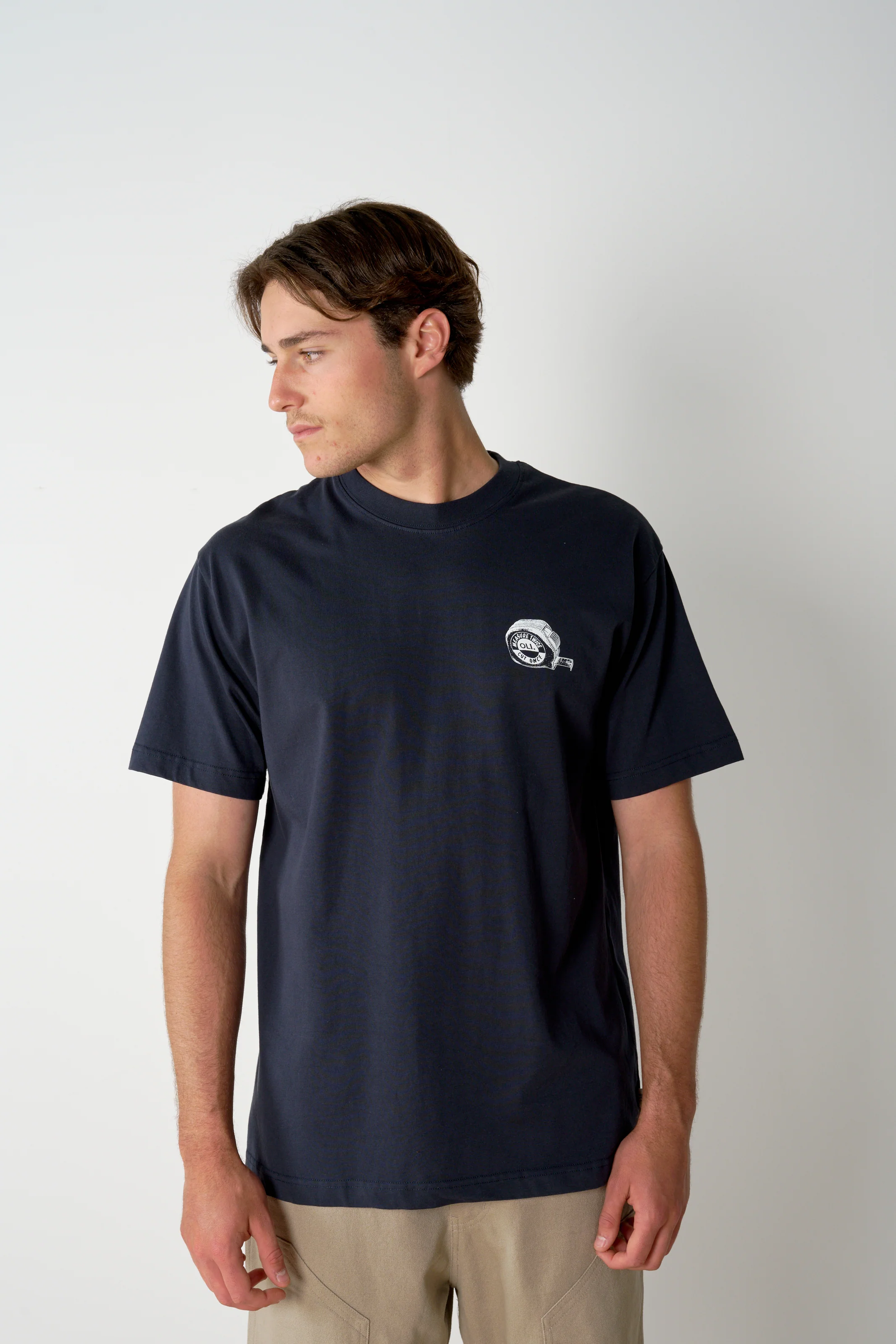 Measure Twice Cut Once Back Print T - Navy - Image 6
