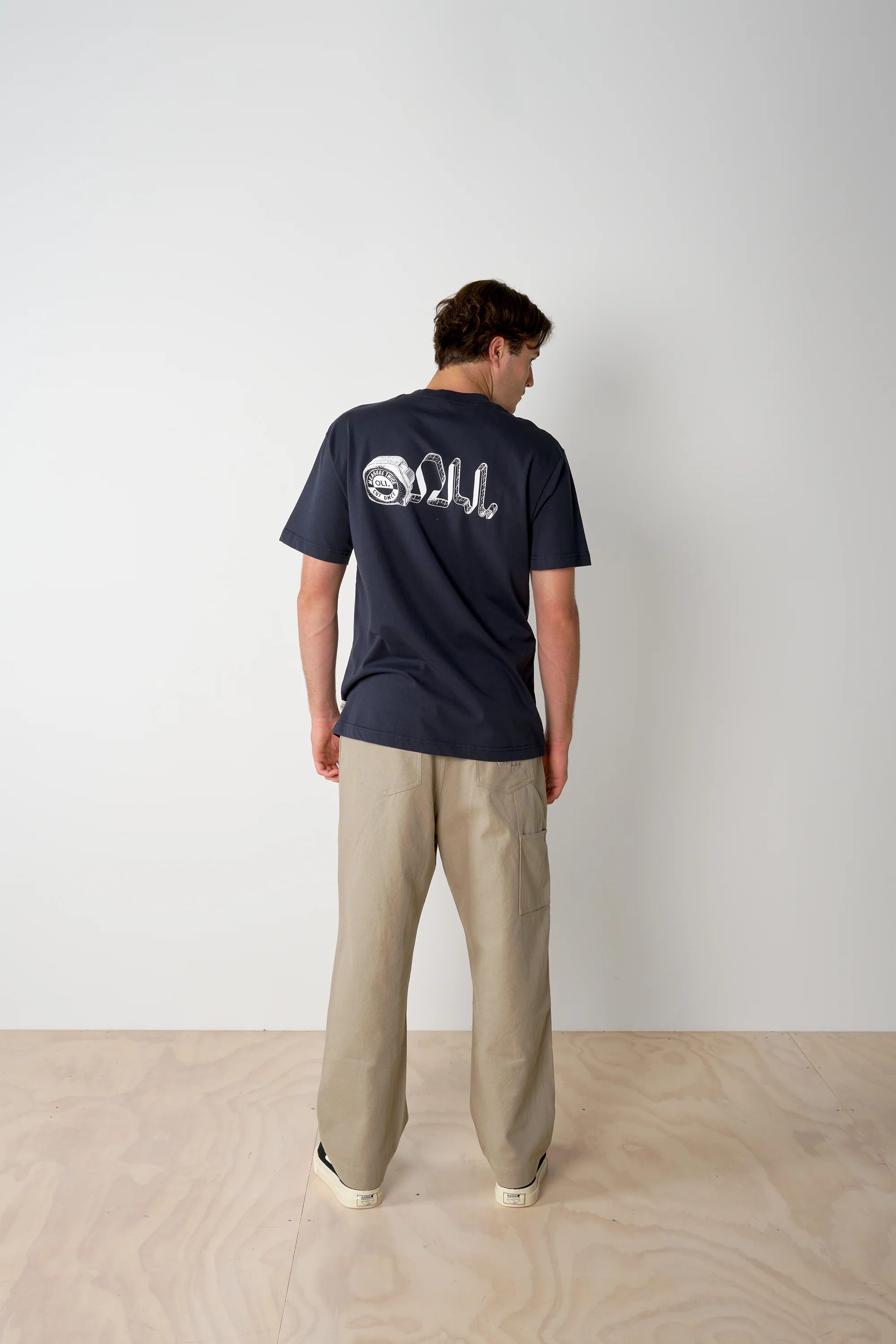 Measure Twice Cut Once Back Print T - Navy - Image 7