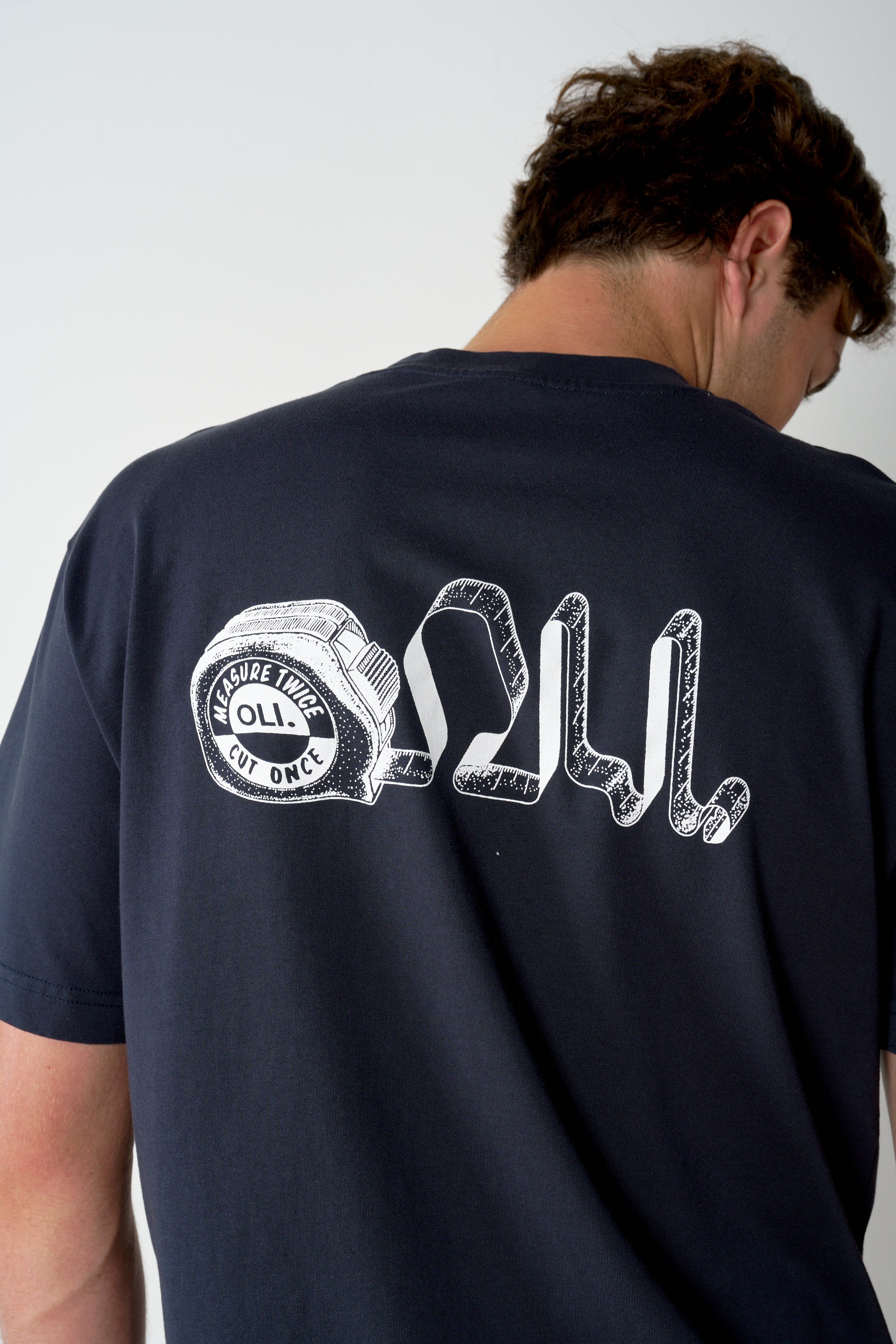 Measure Twice Cut Once Back Print T - Navy - Image 8