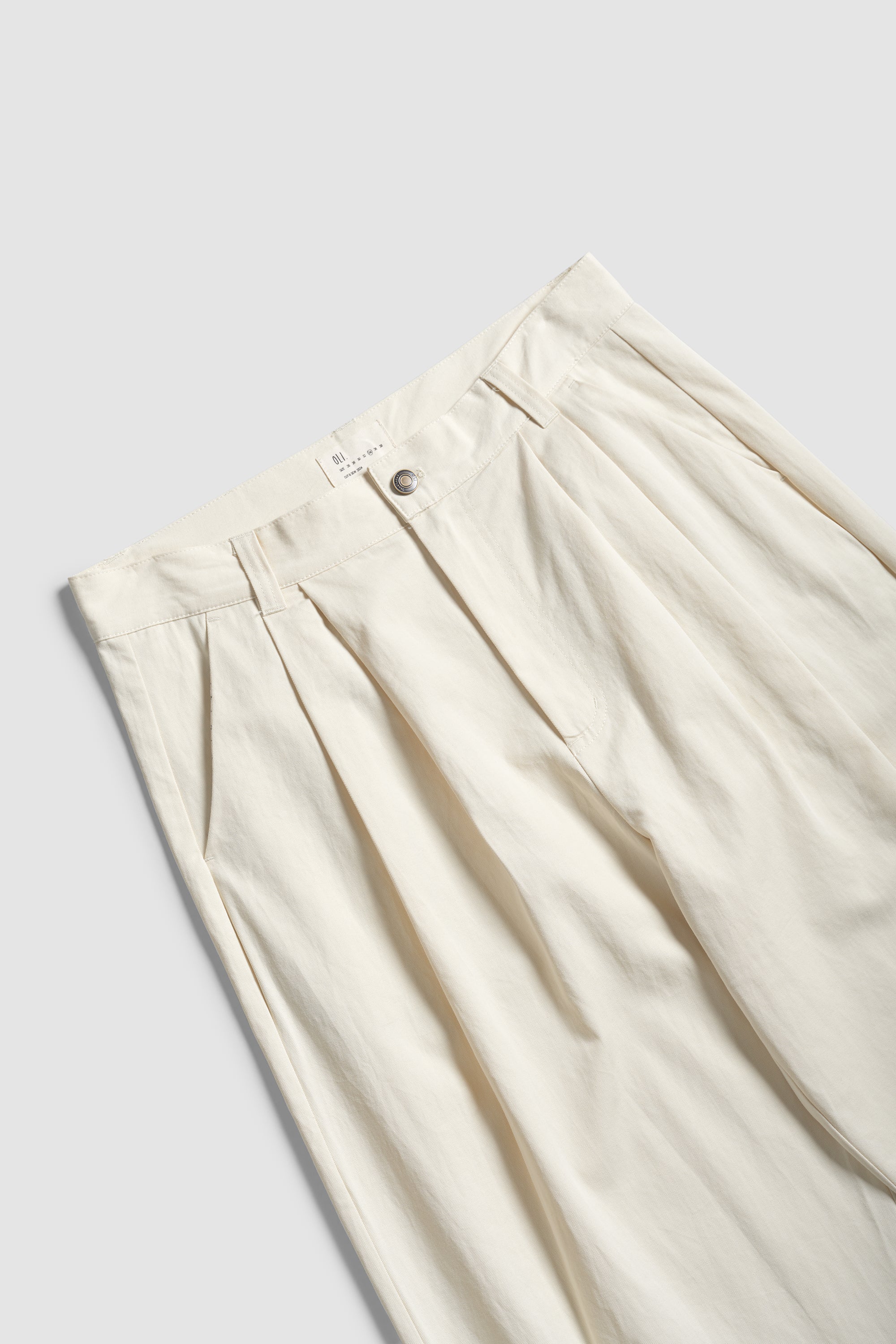 Original Pleated Pant - Cream Cotton - Image 6