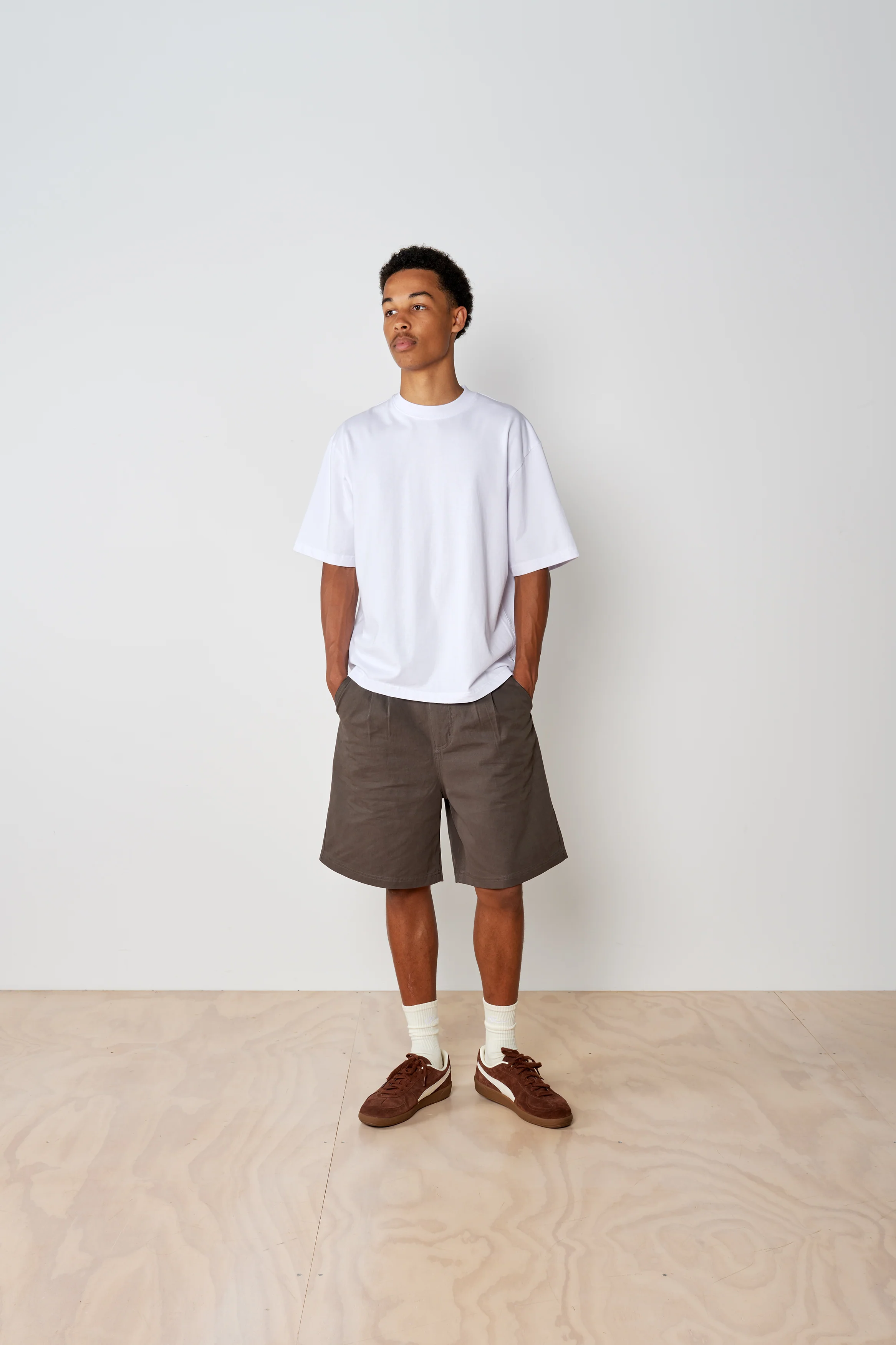 Pleated Cotton Short - Coal - Image 3