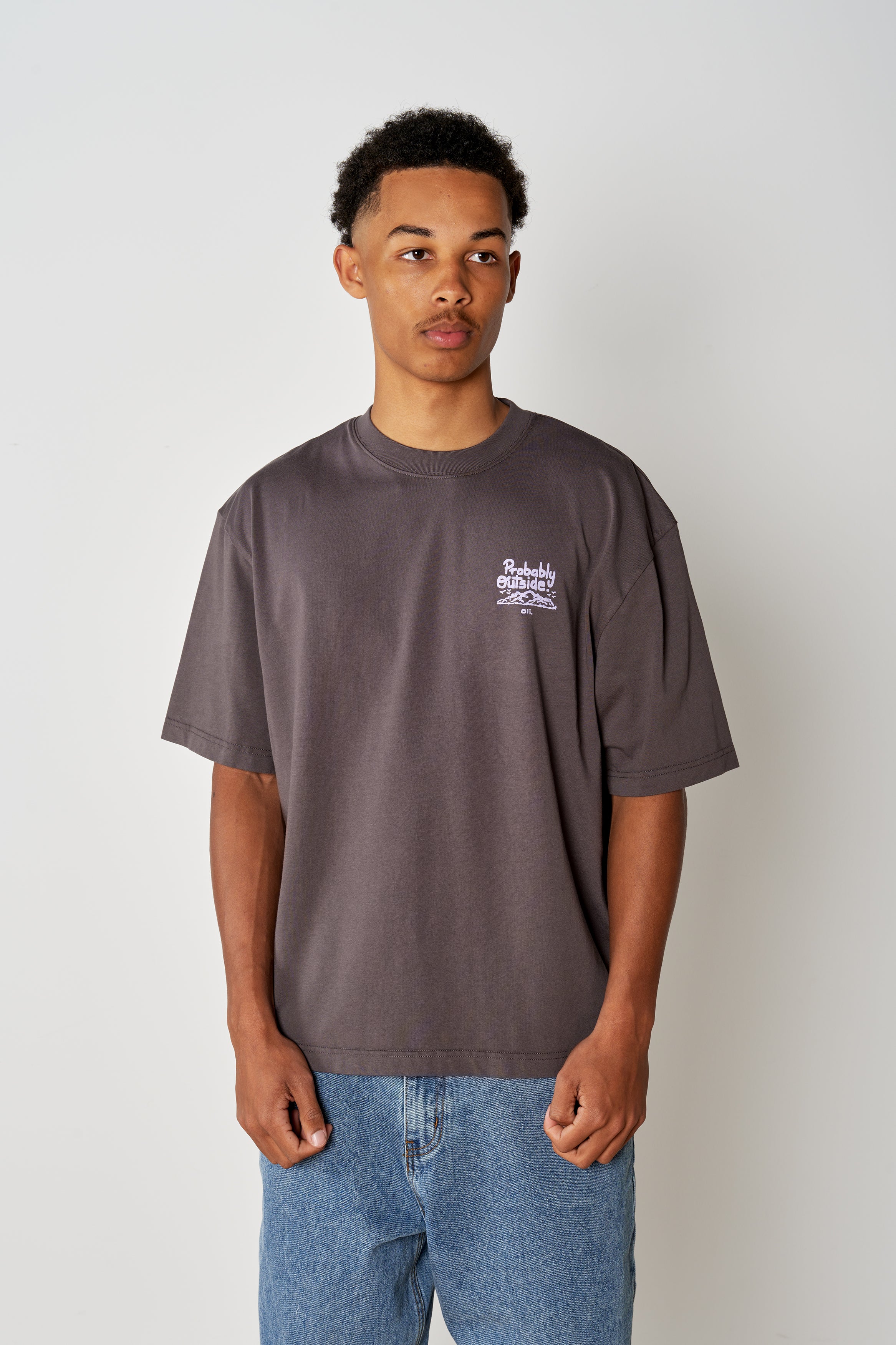 Probably Outside Back Print T - Coal - Image 4