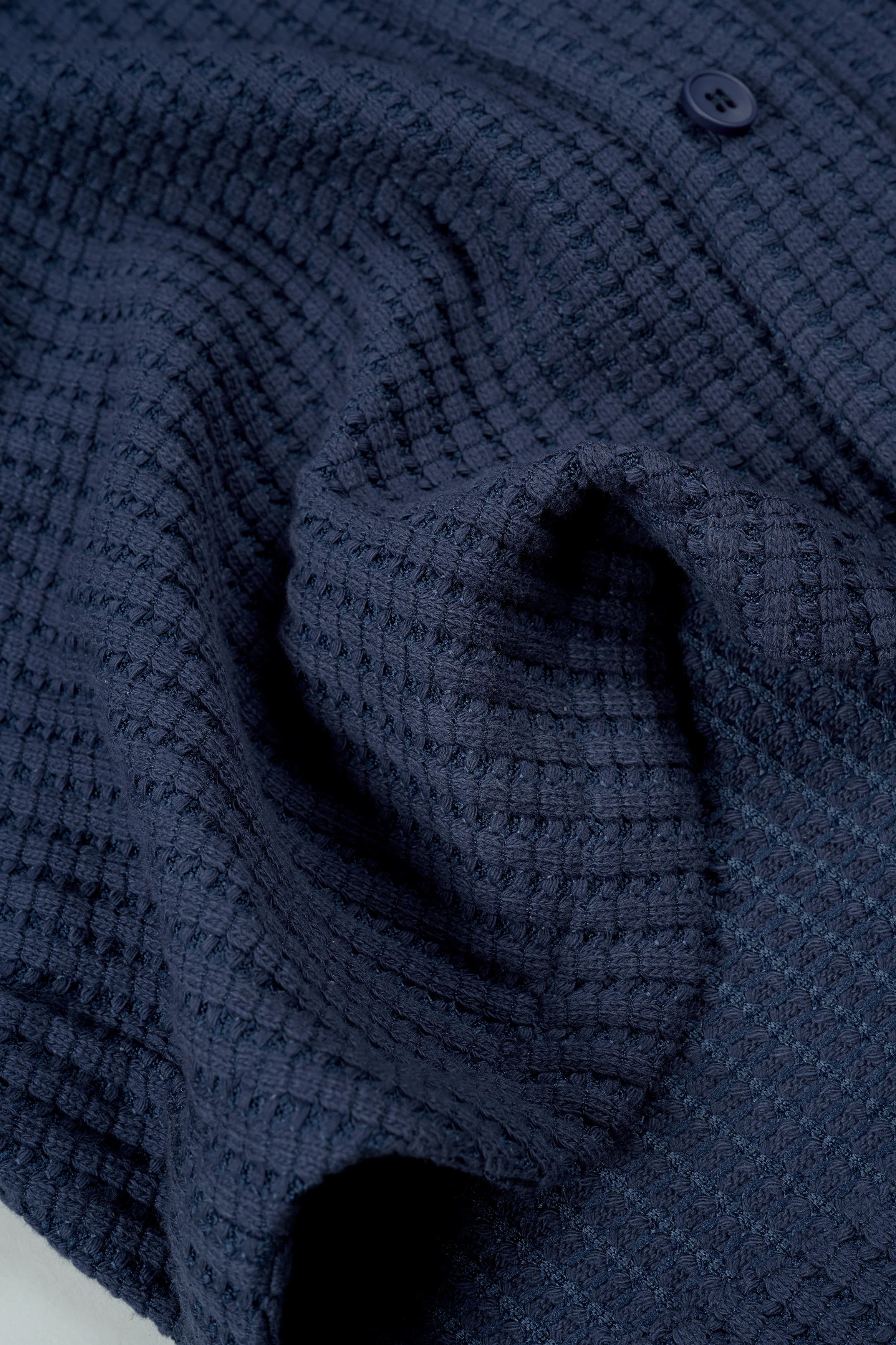 Waffle Button Up - Navy - Image 10