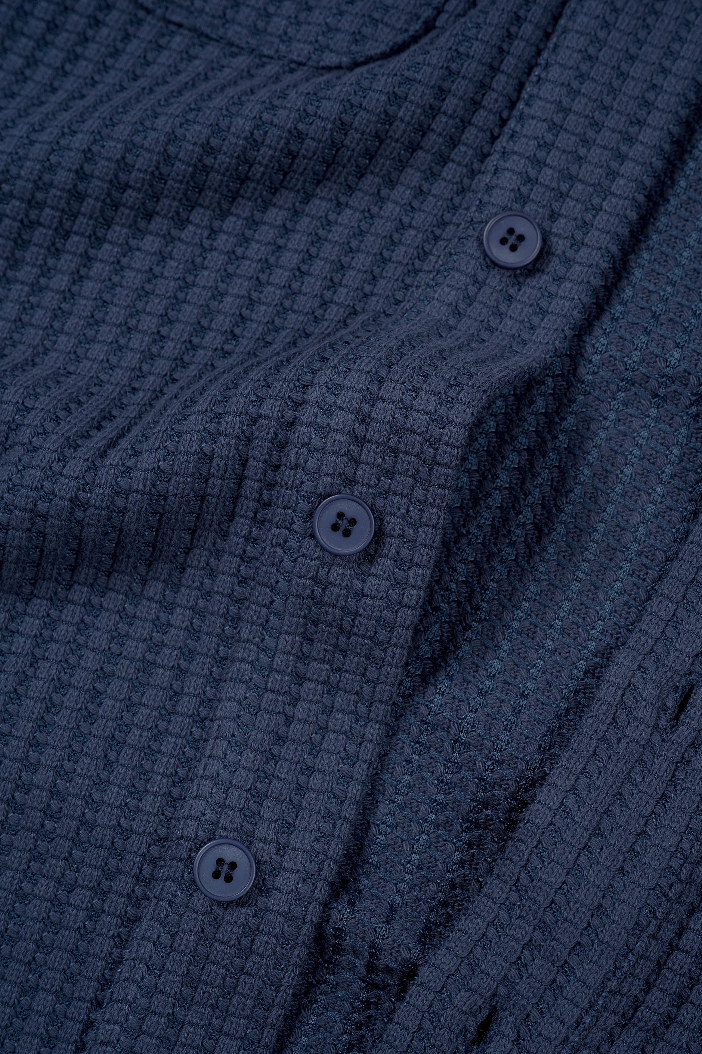 Waffle Button Up - Navy - Image 7
