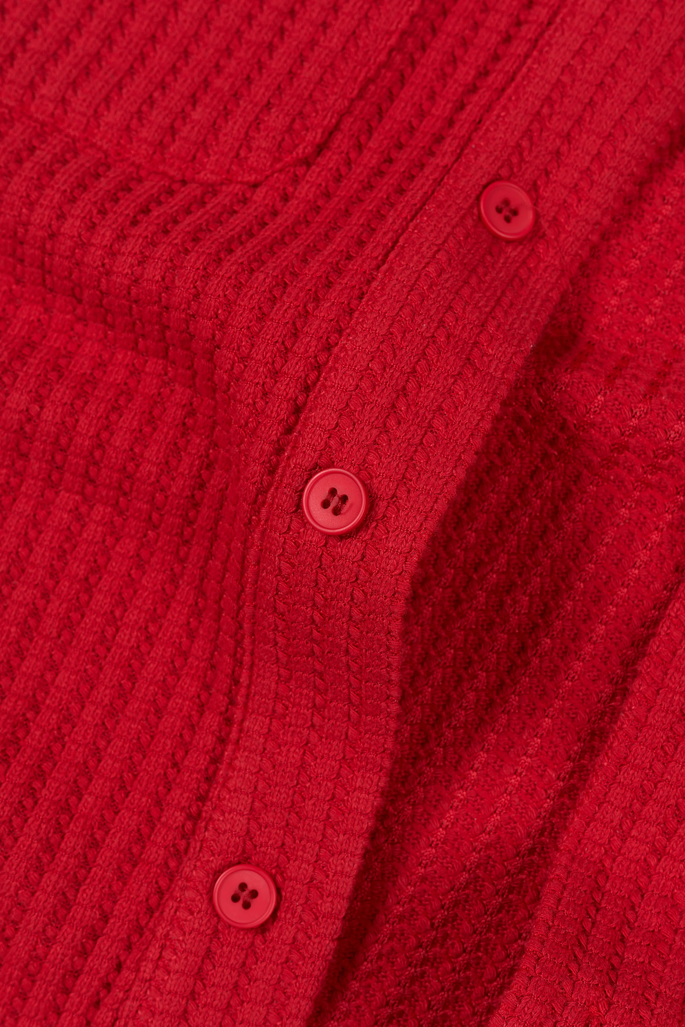 Waffle Button Up - Red - Image 7