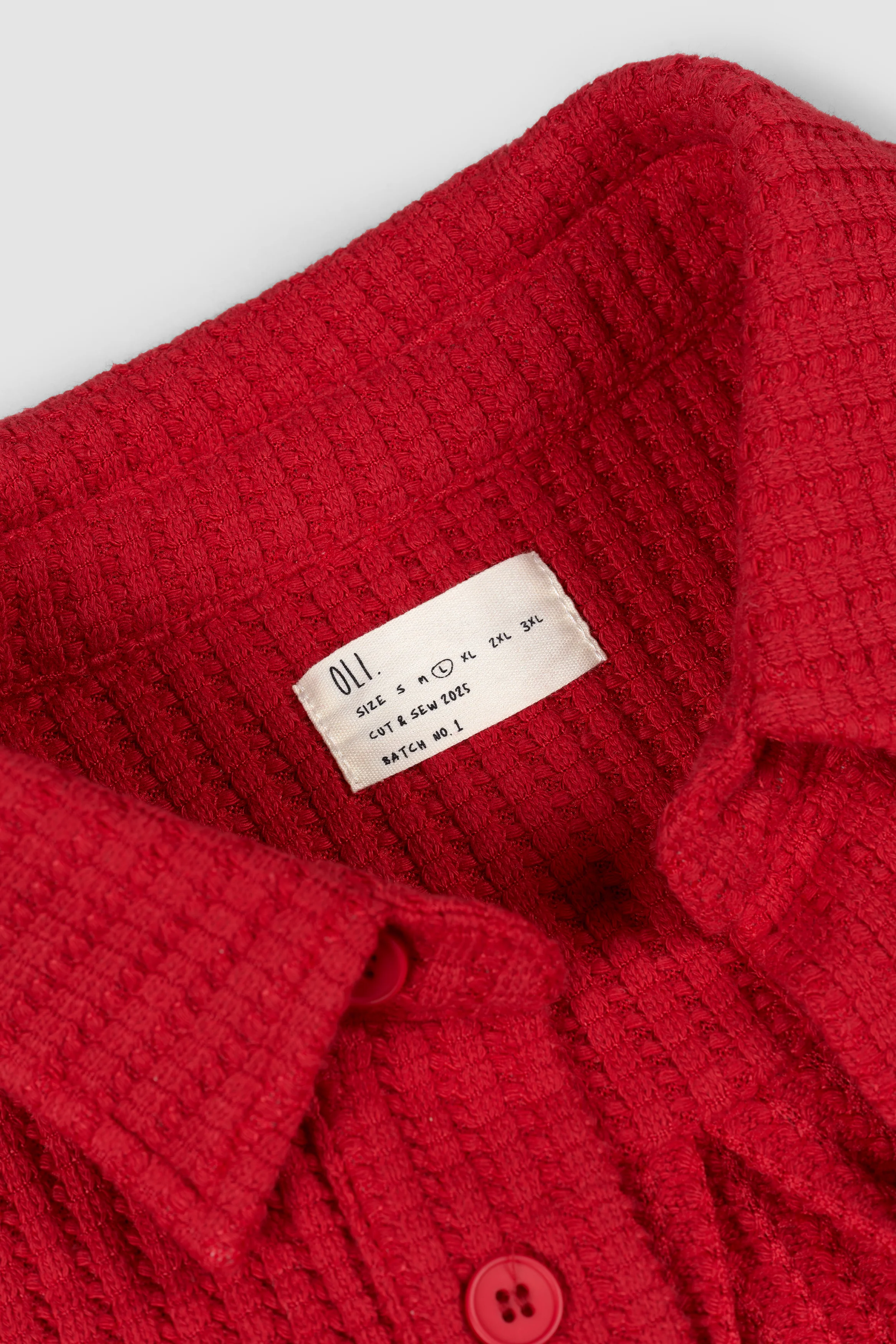 Waffle Button Up - Red - Image 8