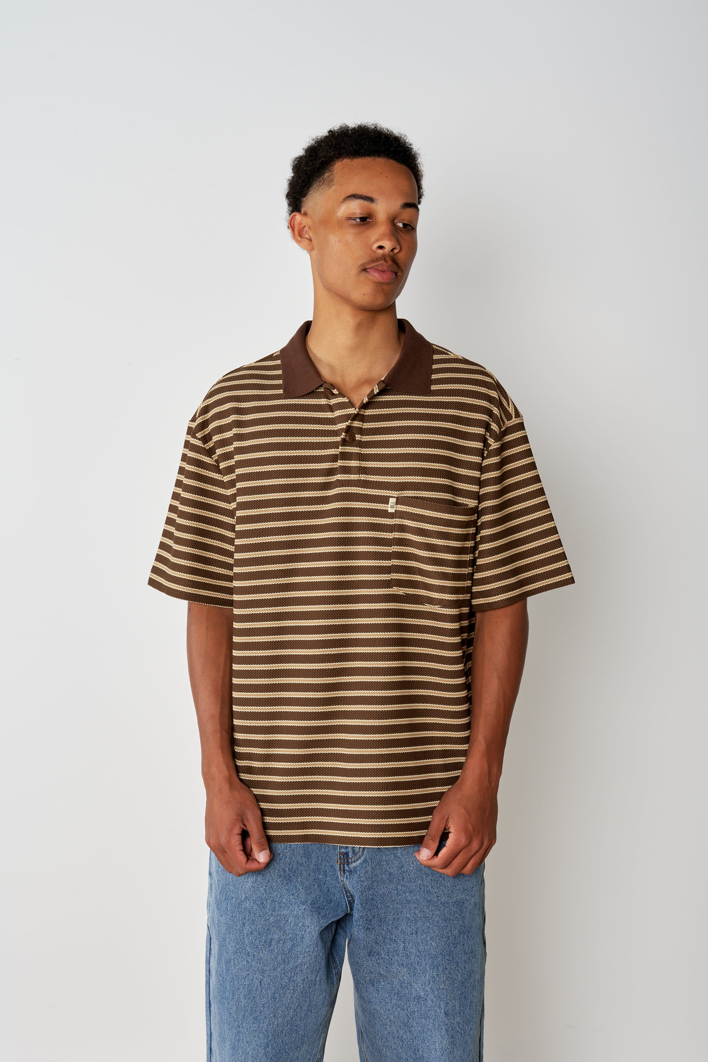 Woven Polo - Choc - Image 3